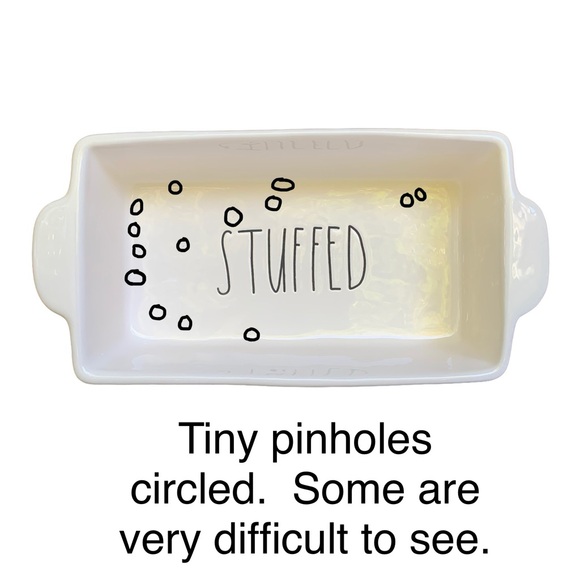 Rae Dunn STUFFED Baking Dish Pan White Black Large Letters Dimples NWT 2017 OG - Picture 13 of 16